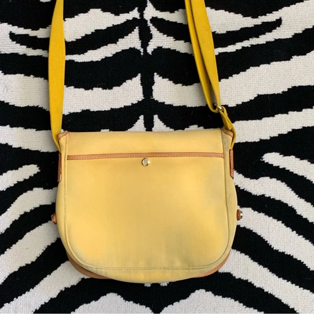 Dooney & Bourke Butter Yellow Canvas Flap Front Shoulder Bag - Picture 4 of 15